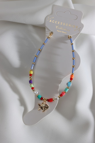 Mor Boncuklu Balık Uç Boncuk Halhal