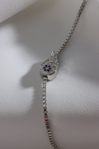 Zircon Taşlı Gümüş Renk Melek Kanadı Bileklik