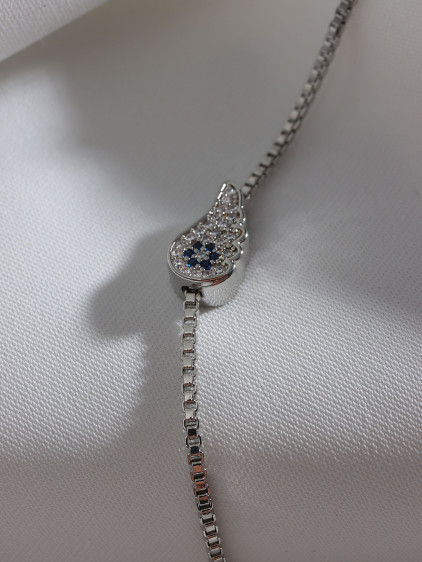 Zircon Taşlı Gümüş Renk Melek Kanadı Bileklik