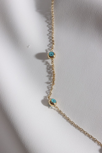 Çelik Nazar Boncuklu Gold Renk Kolye