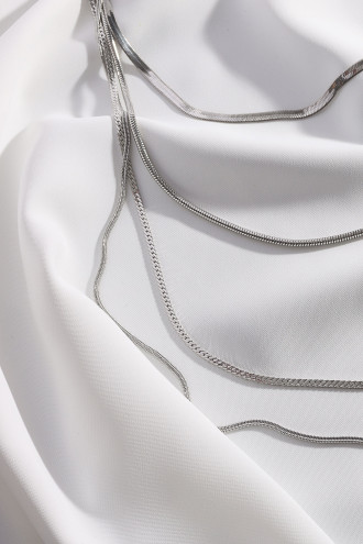 Gümüş Renk 4'Lü Uzun Zincir Kolye