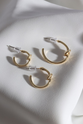 Kadın 3'Lü Gold Renk Halka Küpe Set