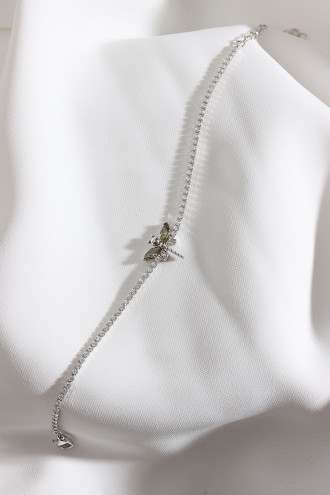 Su Yeşili Taşlı Yusufçuk Figürlü Zircon Taş Gümüş Renk Suyolu Bileklik