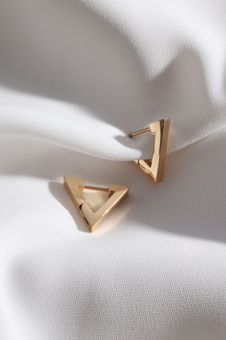 Çelik Üçgen Küçük Gold Renk Küpe