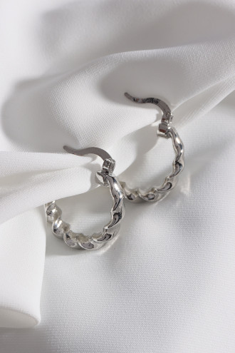 Bukle Gümüş Renk Vintage Halka Küpe