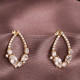 Zircon Taşlı Gold Renk Oval Abiye Küpe