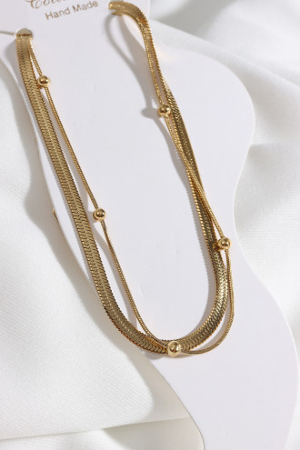 Çelik 2'Li Gold Renk İtalyan Yassı Zincir Halhal