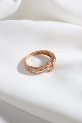 3 Sıra Zircon Taşlı Gold Renk Yüzük