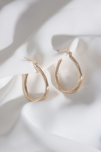 Oval Gold Renk Vintage Halka Küpe