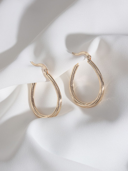 Oval Gold Renk Vintage Halka Küpe