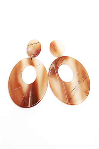 Oval Kahverengi Kemik Küpe Oval Kahverengi Kemik Küpe