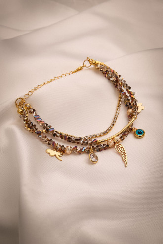 Füme Kristalli 3'Lü Bileklik