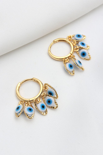 Nazar Boncuklu Gold Renk Shakira Küpe Nazar Boncuklu Gold Renk Shakira Küpe