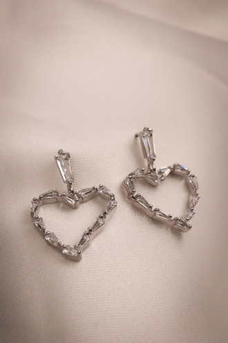 Zircon Taşlı Abiye Kalp Küpe