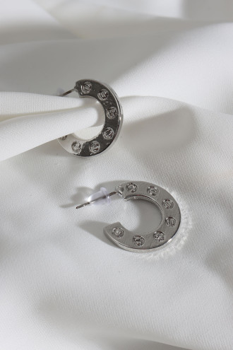 Vintage Gümüş Renk Halka Küpe