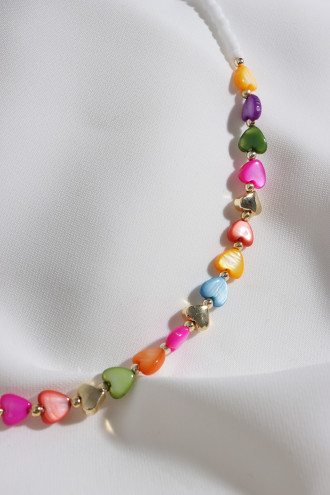 Renkli Kalp Boncuklu Kolye