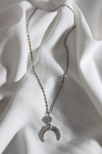 Ay Şekilli Gümüş Renk Kolye