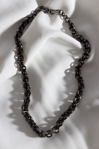 Siyah Uçları Zircon Taşlı Zincir Kararmaz Kolye
