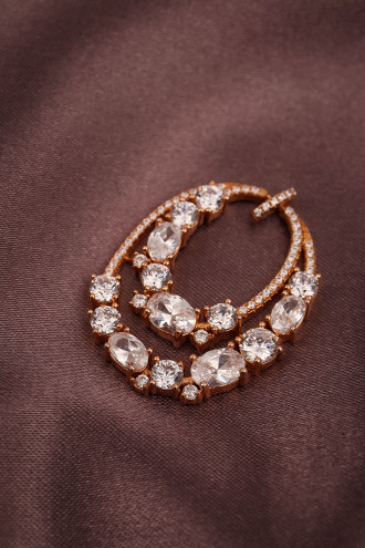 Zircon Taşlı 925 Ayar Gümüş Rose Abiye Kolye Ucu 8,41Gr