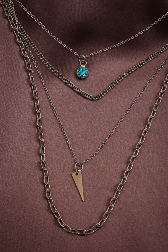 4'Lü Gümüş Renk Kombin Kolye