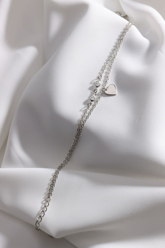 Kalp Uçlu Zircon Taşlı 2'Li Gümüş Renk Halhal