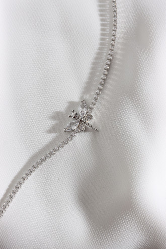 Beyaz Taşlı Yusufçuk Figürlü Zircon Taş Gümüş Renk Suyolu Bileklik