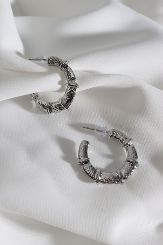 Vintage Gümüş Renk Halka Küpe