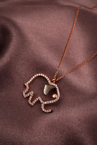 Fil Uçlu 925 Ayar Gümüş Rose Kolye 2,71Gr