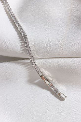 Ince Baget Taşlı Gümüş Renk Vip Su Yolu Bileklik