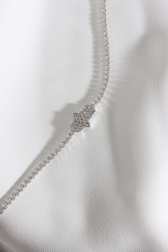 Fatma Ana El Figürlü Zircon Taş Gümüş Renk Suyolu Bileklik