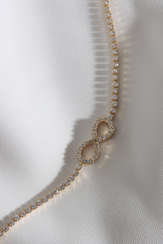 Sonsuzluk Figürlü Zircon Taşlı Gold Renk Suyolu Bileklik