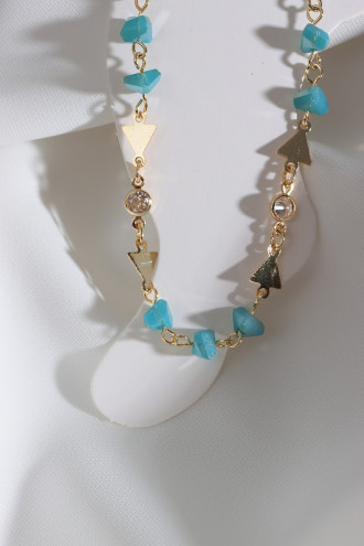 Boncuklu Gold Renk Üçgen Zincir Halhal