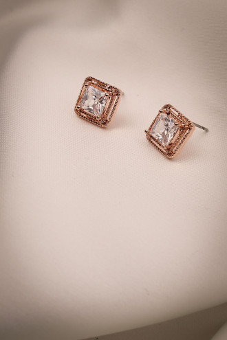 Kare Taşlı Tek Taş Küpe