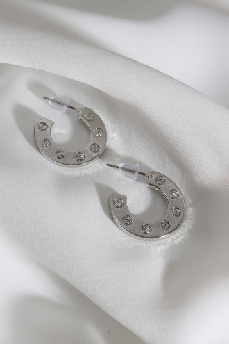 Vintage Gümüş Renk Halka Küpe