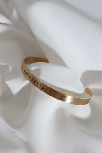 Happy Holıday Gold Renk Kararmaz Vip Bileklik