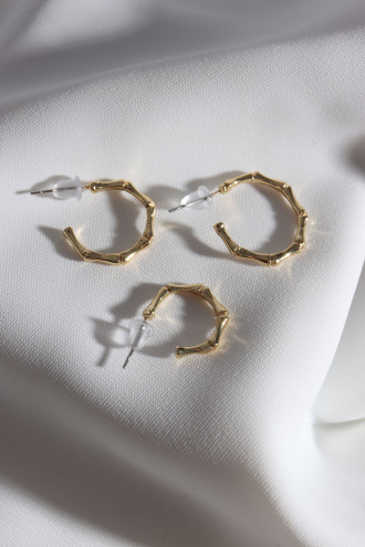 Kadın 3'Lü Gold Renk Halka Küpe Set