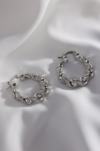 Gümüş Renk Bukle Vintage Halka Küpe