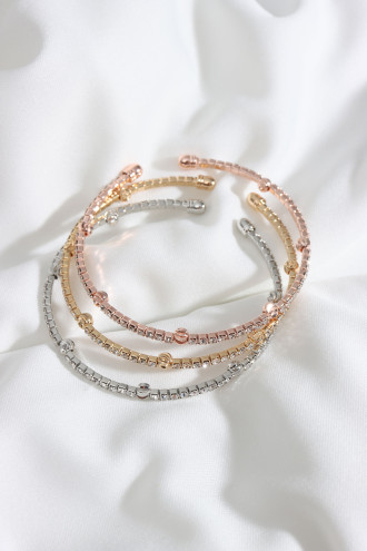 3'Lü Gold/Rose/Gümüş Renk Parlak Bileklik