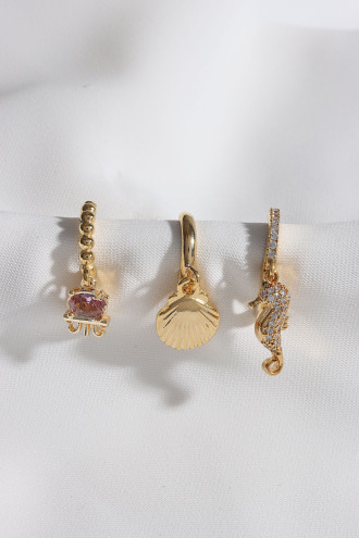 3'Lü Denizatı Figürlü Gold Renk Küpe 3'Lü Denizatı Figürlü Gold Renk Küpe