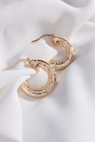 Bombeli Gold Renk Halka Küpe