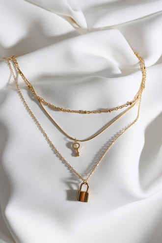 3'Lü Anahtar Figürlü 316L Gold Renk Çelik Kolye 3'Lü Anahtar Figürlü 316L Gold Renk Çelik Kolye