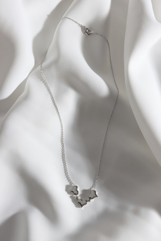 3 Kalp Gümüş Renk Zincir Kolye