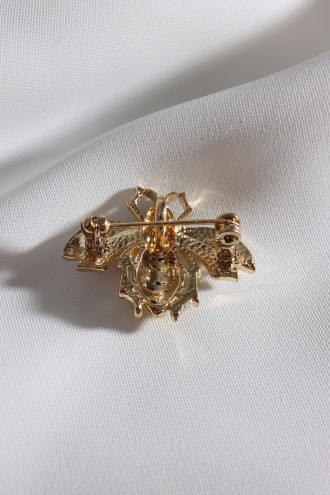 Taşlı Sarı-Beyaz Arı Broş Taşlı Sarı-Beyaz Arı Broş