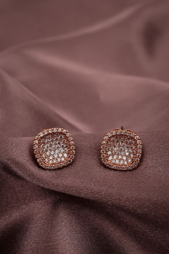 Zircon Taşlı Rose Abiye Küpe
