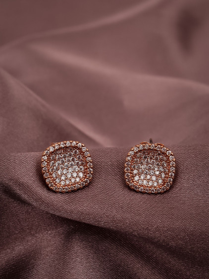 Zircon Taşlı Rose Abiye Küpe