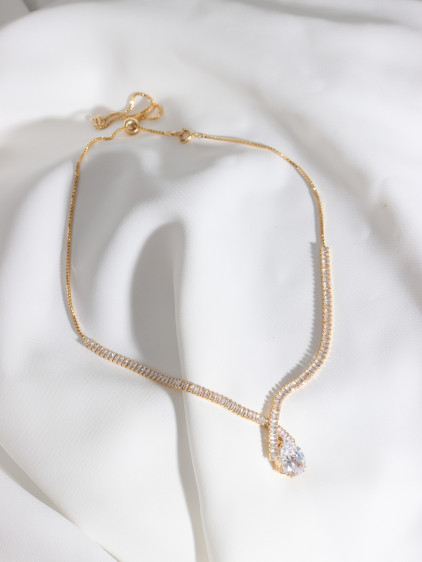 Zircon Damla Taşlı Vip Gold Renk Abiye Kolye Zircon Damla Taşlı Vip Gold Renk Abiye Kolye
