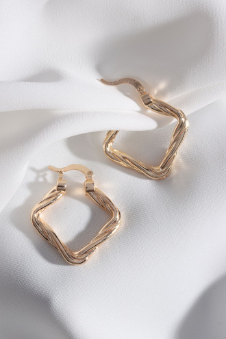 Gold Renk Bukle Kare Vintage Halka Küpe