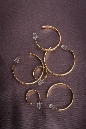 6'Lı Gold Renk Dövme Halka Küpe