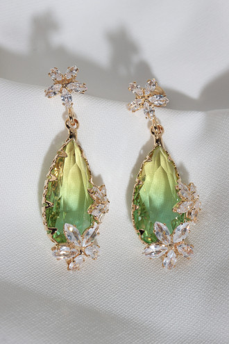 Sarı Kristal Damla Abiye Küpe Sarı Kristal Damla Abiye Küpe