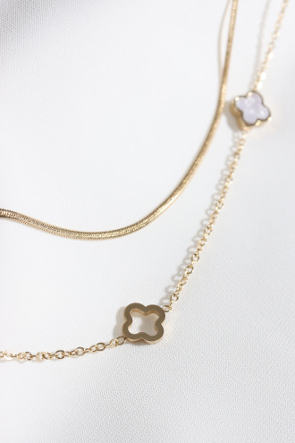 2'Li Sedefli Çiçek Figür Gold Renk Çelik Kolye 2'Li Sedefli Çiçek Figür Gold Renk Çelik Kolye